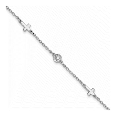 Sterling Silver CZ Cross Bracelet