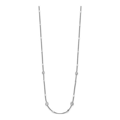 Sterling Silver CZ Necklace, 16in Curb Chain | Leslie's – view 3