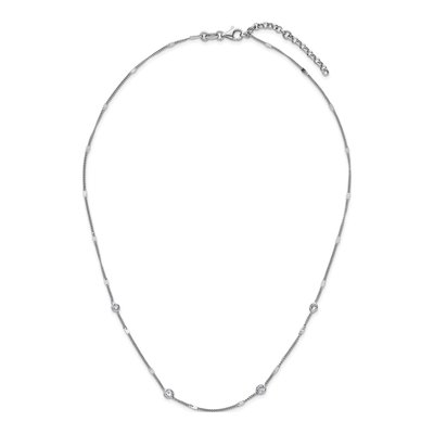 Sterling Silver CZ Necklace, 16in Curb Chain | Leslie's – view 6