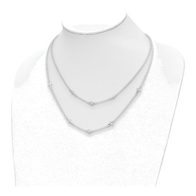 Sterling Silver CZ Cross Multi-Strand Necklace – view 3