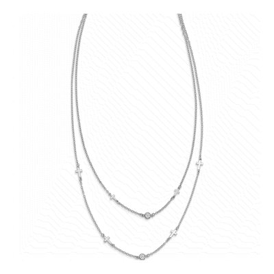 Sterling Silver CZ Cross Multi-Strand Necklace – view 4