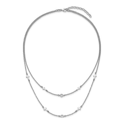 Sterling Silver CZ Cross Multi-Strand Necklace – view 6