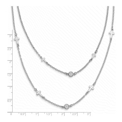 Sterling Silver CZ Cross Multi-Strand Necklace – view 7