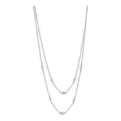 Sterling Silver CZ Cross Multi-Strand Necklace – view 8