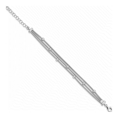 Sterling Silver Beaded Mesh Bracelet – view 3