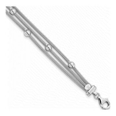 Sterling Silver Beaded Mesh Bracelet