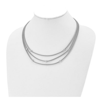 Sterling Silver Beaded Mesh Necklace – view 4