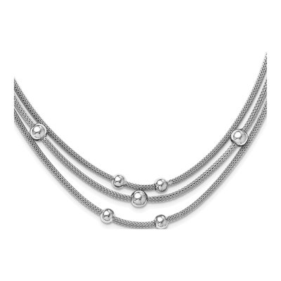Sterling Silver Beaded Mesh Necklace