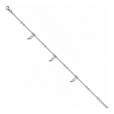 Sterling Silver Feather Station Anklet – view 3