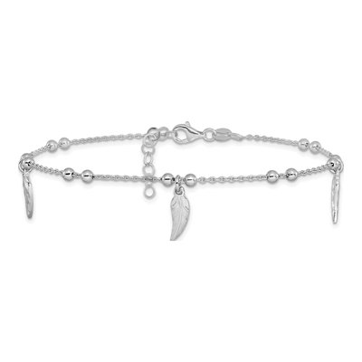 Sterling Silver Feather Station Anklet – view 4