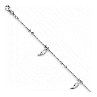 Sterling Silver Feather Station Anklet