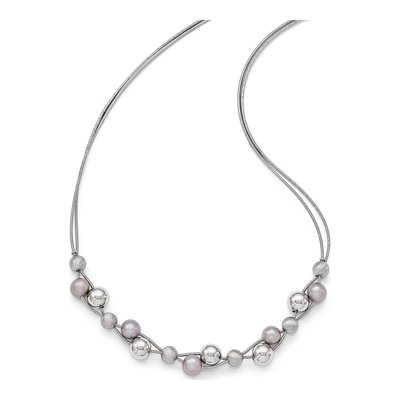 Sterling Silver Freshwater Cultured Pearl Beaded Necklace – view 3