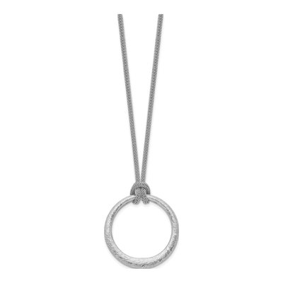 Sterling Silver Textured Circle Pendant Necklace – view 3