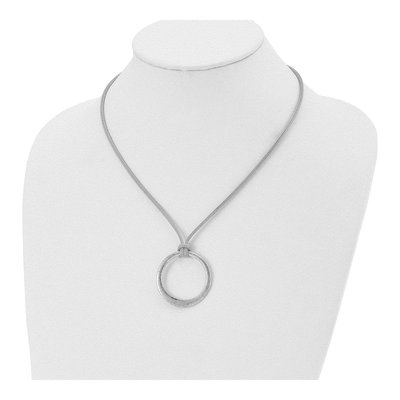Sterling Silver Textured Circle Pendant Necklace – view 5