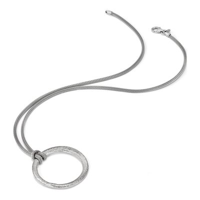 Sterling Silver Textured Circle Pendant Necklace – view 6