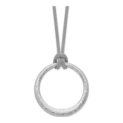 Sterling Silver Textured Circle Pendant Necklace