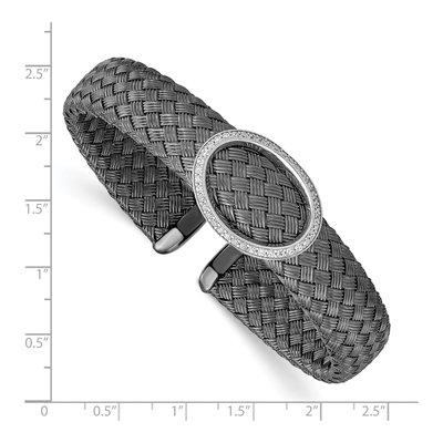 Sterling Silver CZ Woven Flexible Cuff Bracelet – view 4