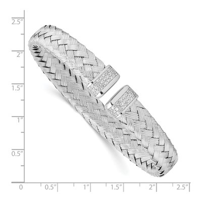 Sterling Silver CZ Woven Cuff Bracelet – view 4