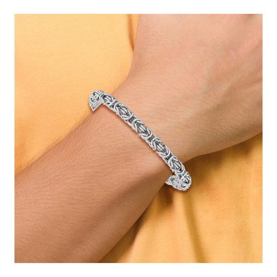 Sterling Silver 5.75mm Handmade Byzantine Chain Bracelet – view 7