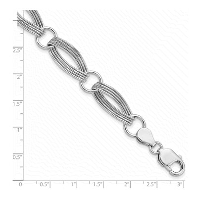 Sterling Silver Rhodium Textured Link Bracelet – view 4