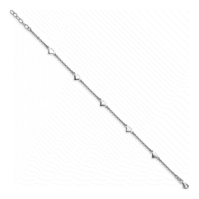 Sterling Silver Heart Station Anklet – view 3