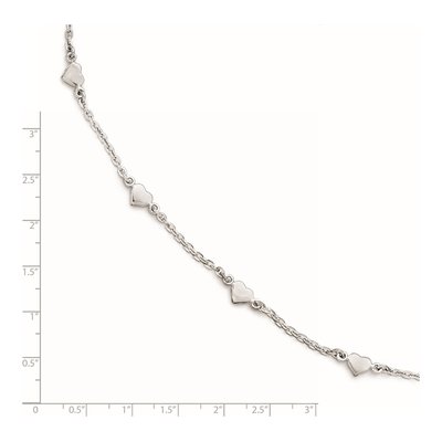 Sterling Silver Heart Station Anklet – view 5