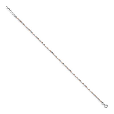 Rose Gold-Plated Sterling Silver 3mm Semi-Solid Diamond-Cut Flash-Plated Beaded Anklet – view 3