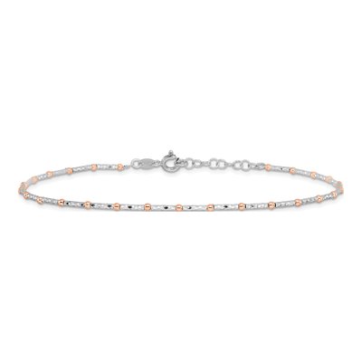 Rose Gold-Plated Sterling Silver 3mm Semi-Solid Diamond-Cut Flash-Plated Beaded Anklet – view 4