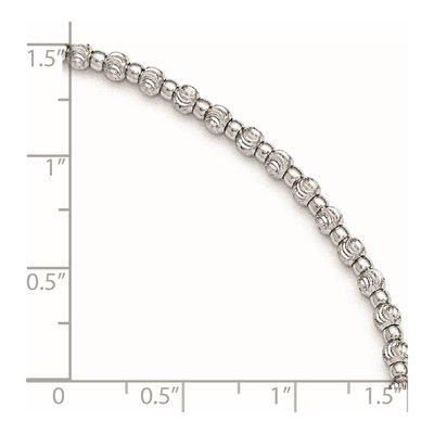 Sterling Silver 3mm Semi-Solid Diamond-Cut Beaded Chain Anklet – view 5