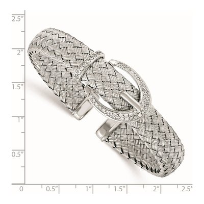 Sterling Silver CZ Woven Cuff Bracelet – view 3