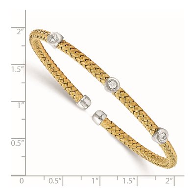 Gold-Plated Sterling Silver CZ Woven Cuff Bracelet – view 3