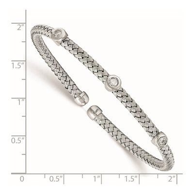 Sterling Silver CZ Woven Cuff Bracelet – view 2