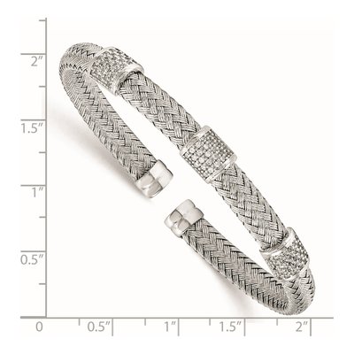 Sterling Silver CZ Woven Cuff Bracelet – view 2