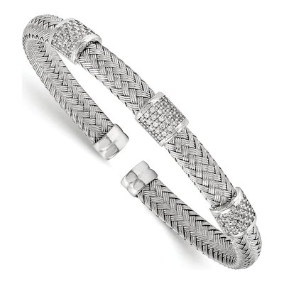 Sterling Silver CZ Woven Cuff Bracelet