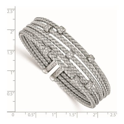 Sterling Silver CZ Woven Cuff Bracelet – view 3