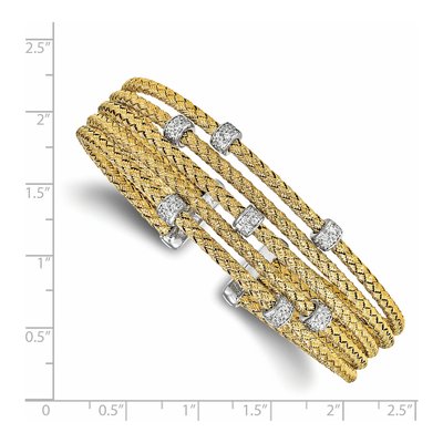 Gold-Plated Sterling Silver CZ Woven Cuff Bracelet – view 4