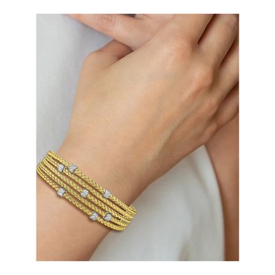 Gold-Plated Sterling Silver CZ Woven Cuff Bracelet – view 5