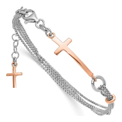 Rose Gold-Plated Sterling Silver Cross Bracelet – view 4
