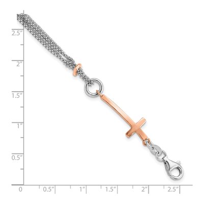 Rose Gold-Plated Sterling Silver Cross Bracelet – view 6
