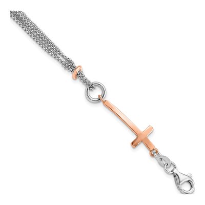 Rose Gold-Plated Sterling Silver Cross Bracelet
