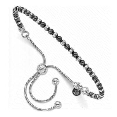 Sterling Silver Ruthenium Diamond-Cut Bracelet
