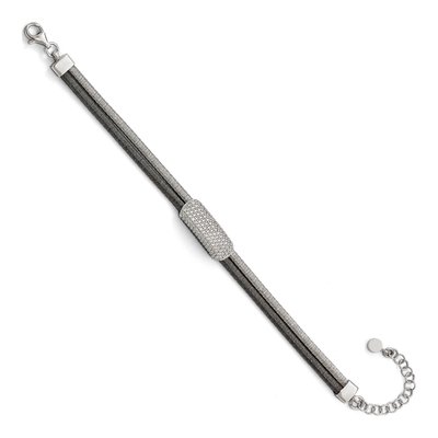 Sterling Silver CZ Ruthenium-Plated Bracelet – view 3
