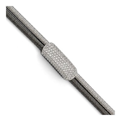 Sterling Silver CZ Ruthenium-Plated Bracelet