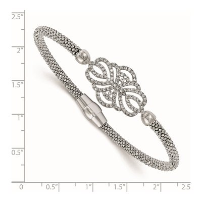 Sterling Silver CZ Textured Bracelet – view 2