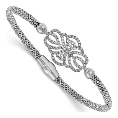 Sterling Silver CZ Textured Bracelet