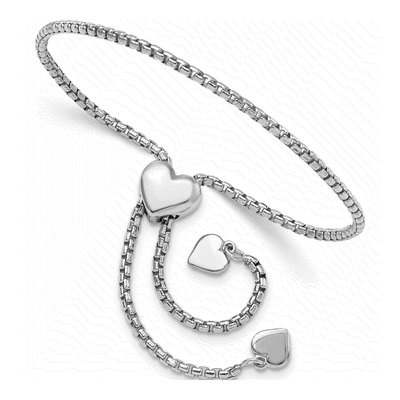 Sterling Silver Adjustable Heart Box Bracelet
