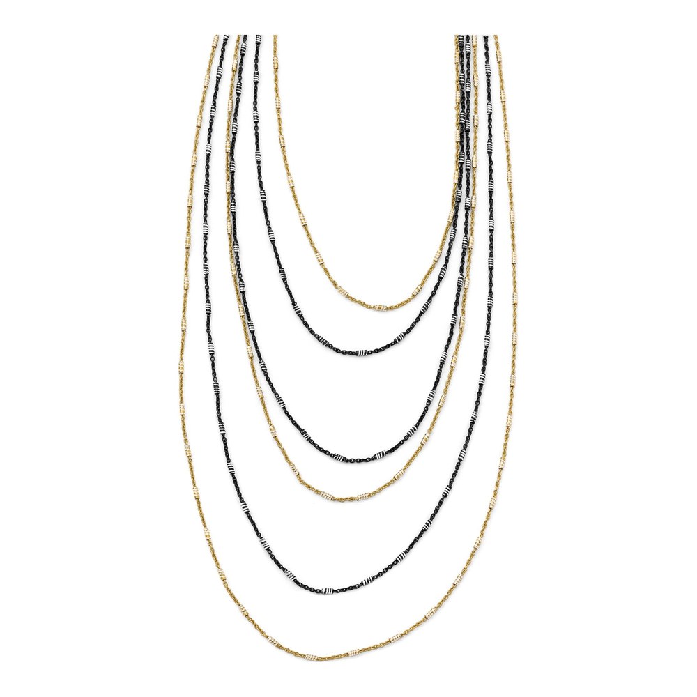 Sterling Silver Gold/Black Rhodium-Plated 1In Ext. Necklace