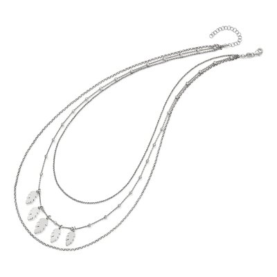 Sterling Silver Leaf Multi-Strand Necklace – view 2