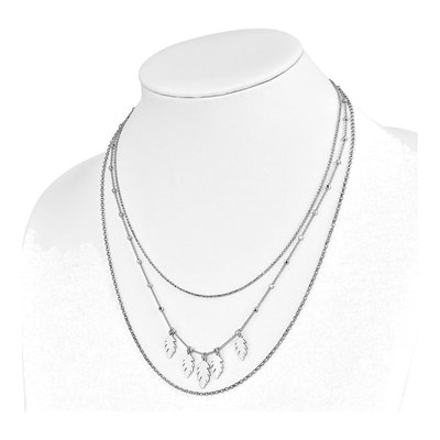 Sterling Silver Leaf Multi-Strand Necklace – view 3