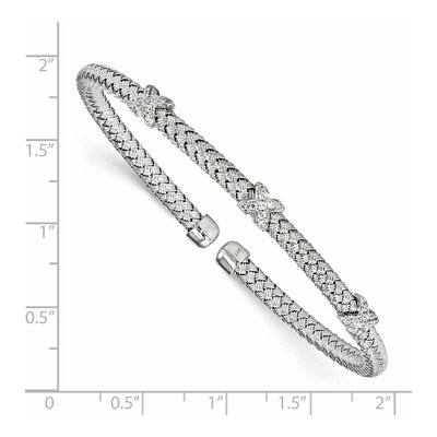 Sterling Silver CZ Woven Cuff Bracelet – view 2